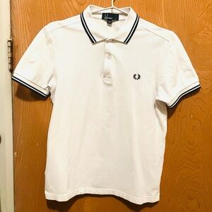 Men’s Perry White Polo with Black Trim, Small